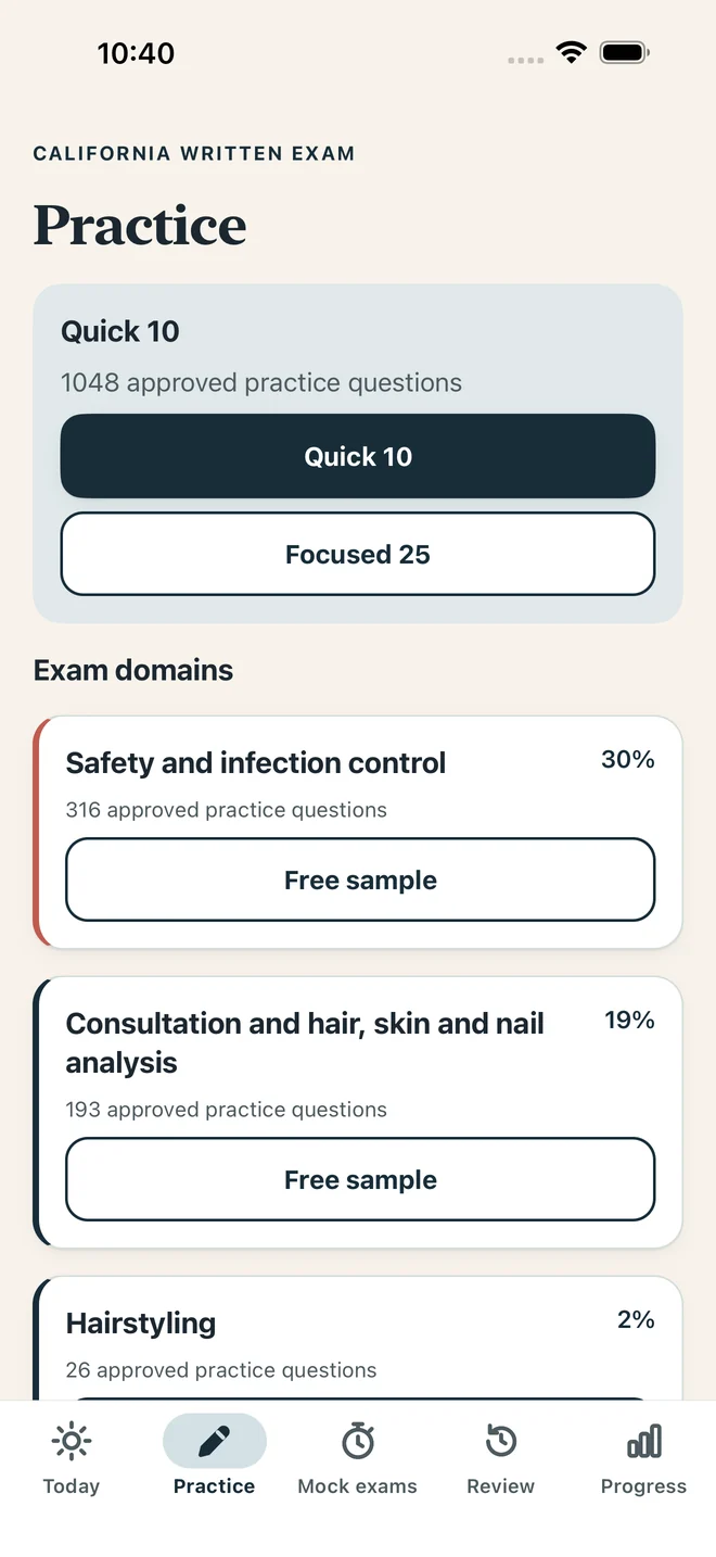 Cosmetology · topic practice